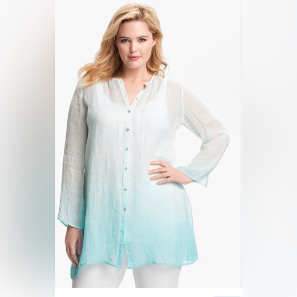 Eileen Fisher ombré linen tunic summer vacation shirt M